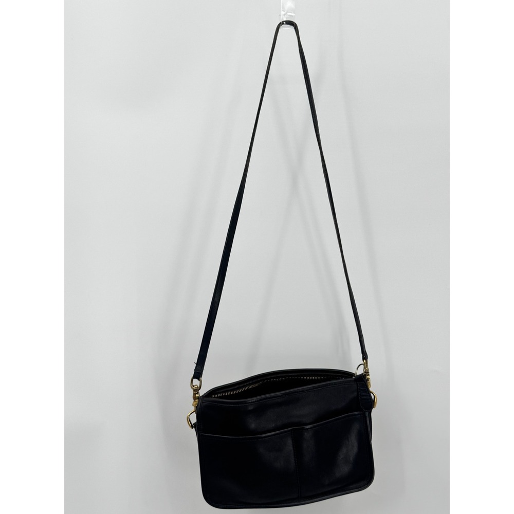 Coach Crossbody Bag Women OS Black Vintage Leather Brass Hardware Slim Handbag - Picture 15 of 16